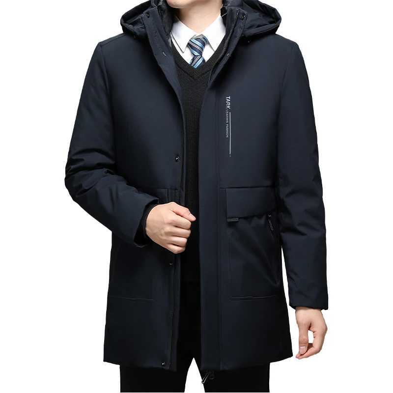 Mens hooded casual jacket long Parkas 2023 mens new autumn winter warm and waterproof Parkas jacket 2-piece winter Parkas W240920