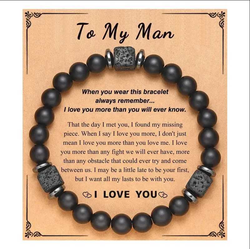 Natural Lava Stone Healing Balance Chakra Bracelet 8mm Black Colored Beads Bracelet For Men Fathers Day Gift Jewelry for SonX240921