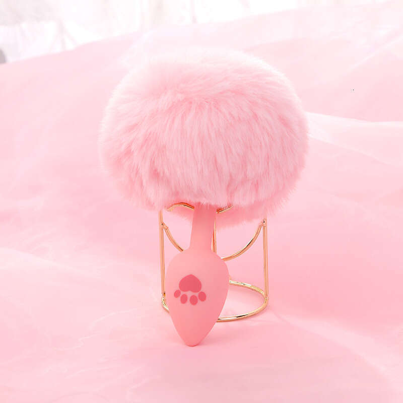 SM sex toy fox tail anal plug cat paw silicone anal plug pink fur ball anal plug alternative adult products