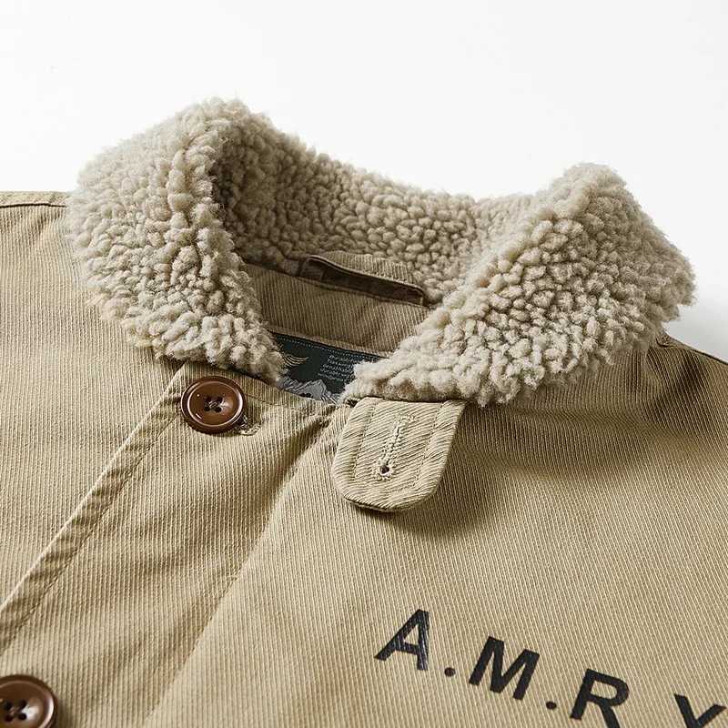Work clothes new lining mens clothing winter Parka wool thick coat hooded fur collar mens plush jacket autumn W240920