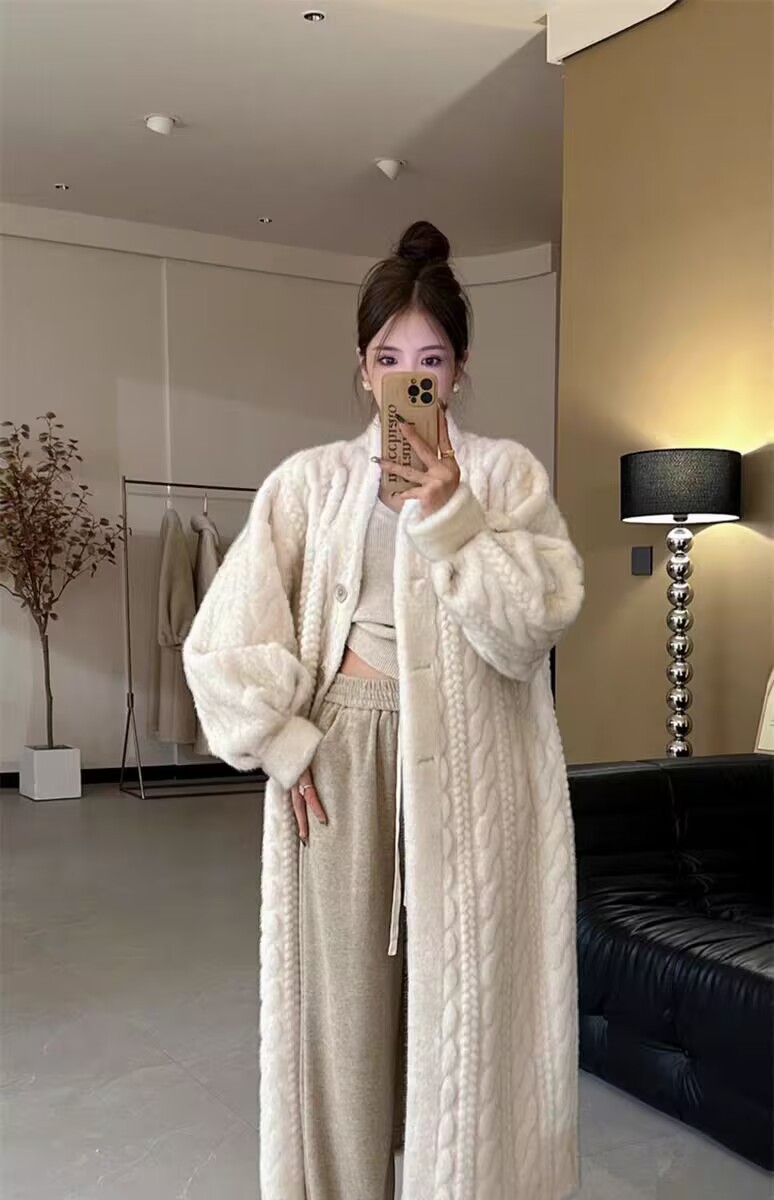 Women's Outerwear French Winter Temperament and Fresh Environmental Fur Coat Jacket Long Casual High-end Coat for Women 240729