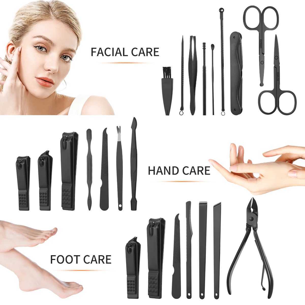 7-20 Pcs Manicure Set Stainless Steel Nail Clippers Beauty Tool Portable Set Professional Grooming Kits Travel Nail Kit M240921