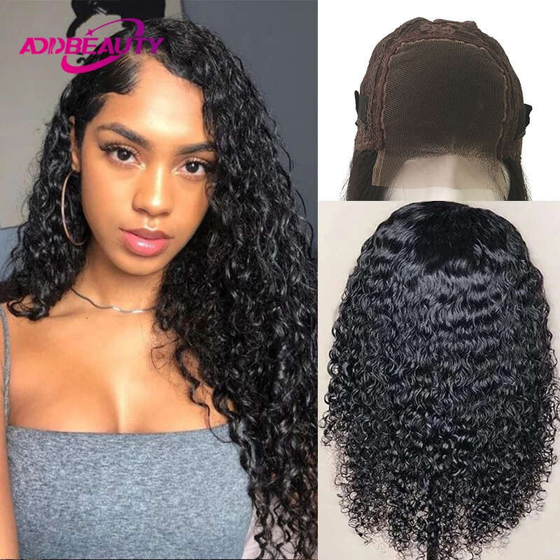Water Wave 4x4 HD Transparent Lace Closure Wig Addbeauty Brazilian Human Virgin Hair Wigs Pre-Plucked Haire