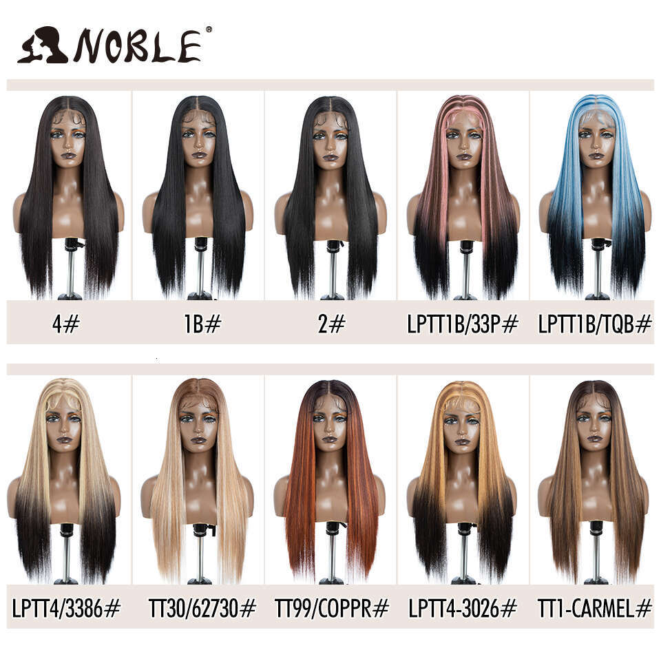 Noble Synthetic Front 30Inch 13X7 Straight lace Blonde Ombre Glueless Wigs For Women Cosplay Lace Wig synthetic