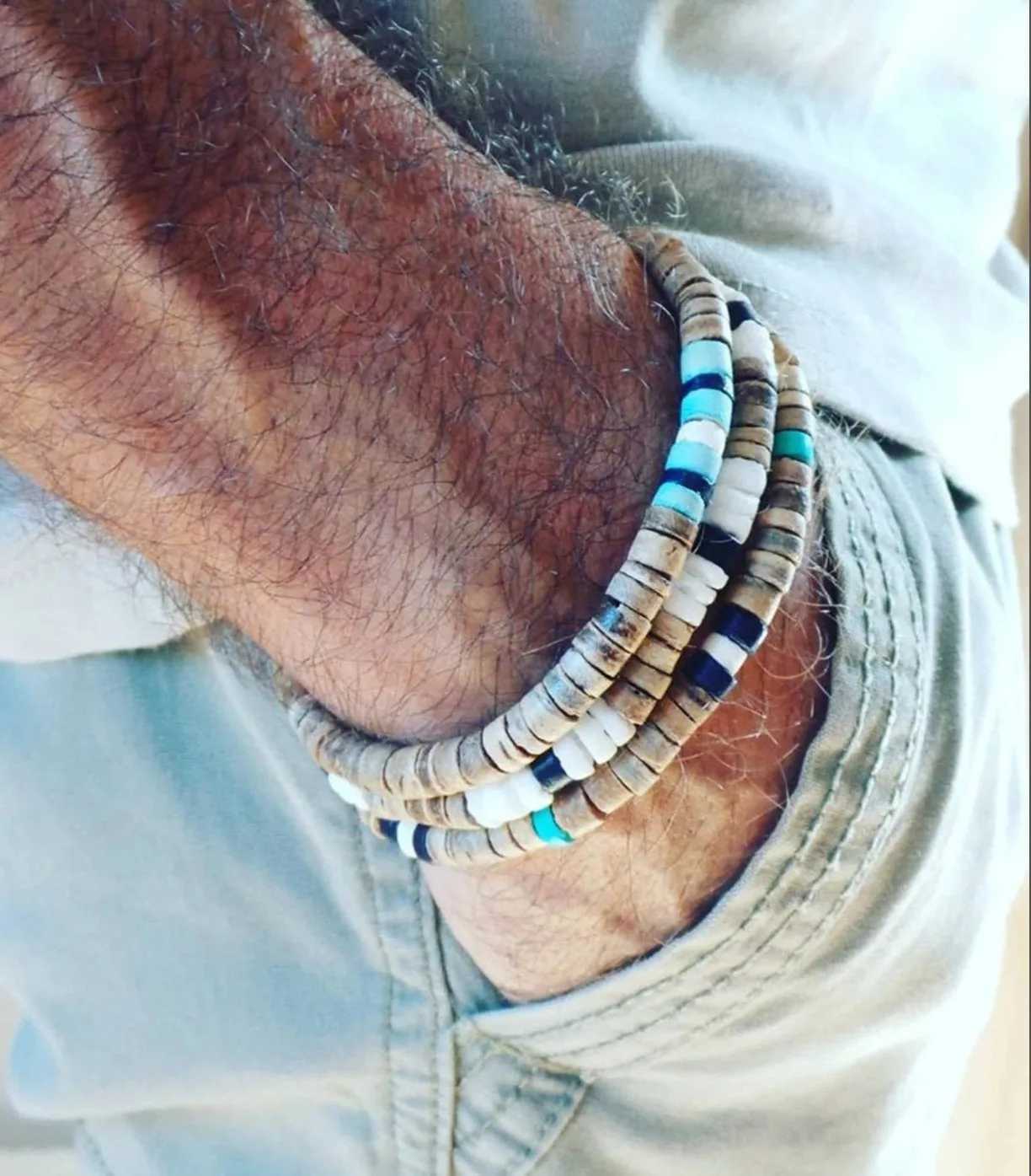 Mens Beaded Bracelet Surfer Style Bracelet.Mens Bracelet Stack Stacking Bracelets Stretch Boho BraceletsX240921