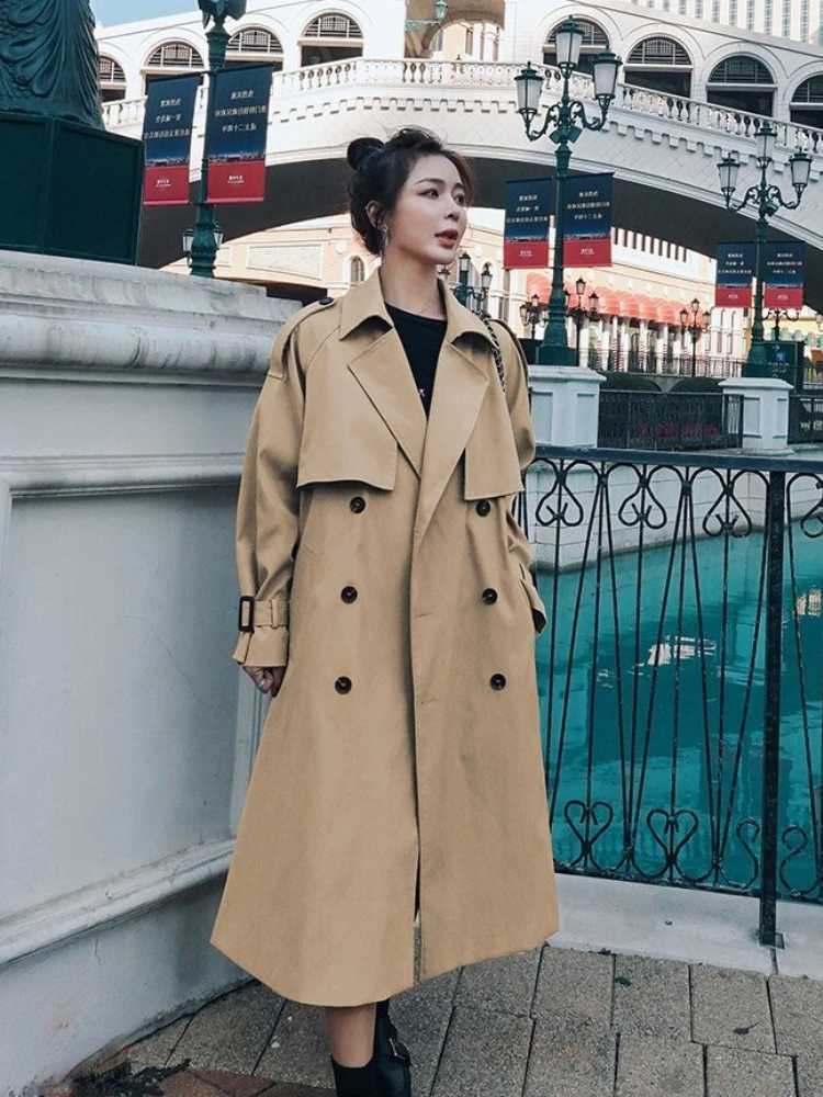 Trench Coat for Women 2022 Autumn Winter New Loose Coat Womens Casual Long Windbreaker Clothing Female Coats and Jackets WomenX240921