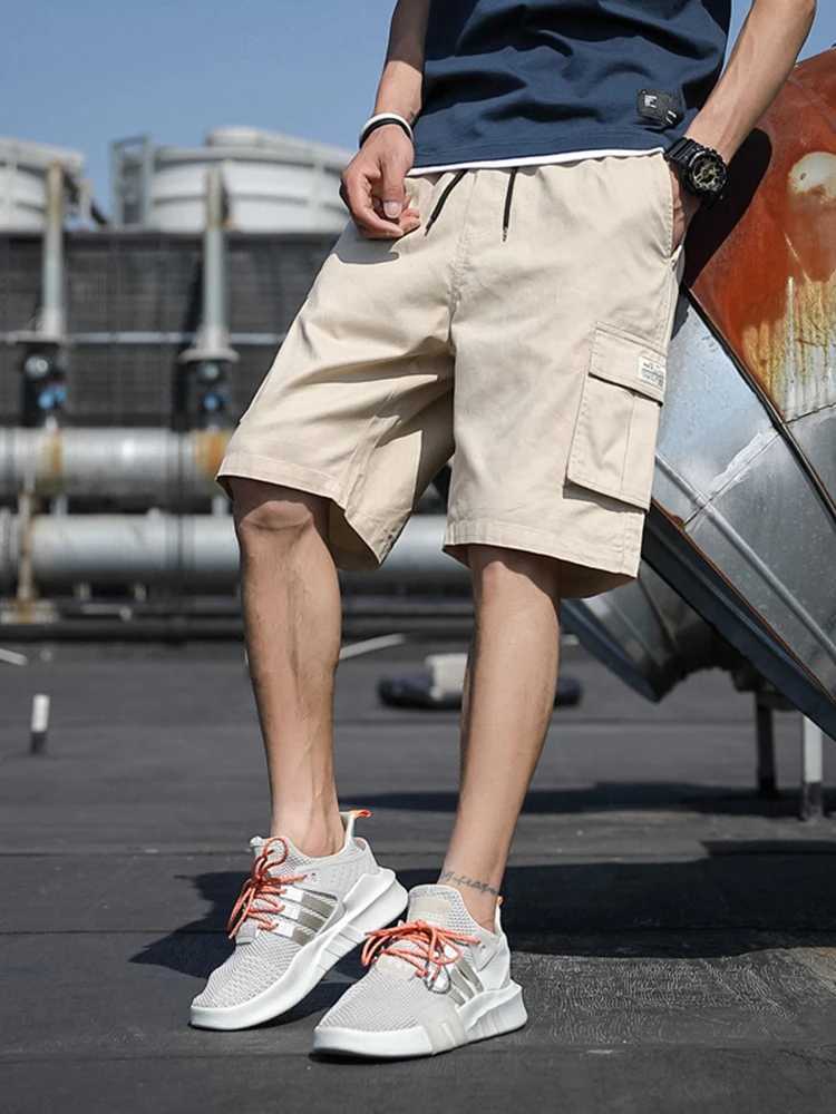 Summer Mens Cargo Shorts Cotton Loose Fit Big Size String Banding Men Short Pants Streetwear Casual Work Bermuda ShortsX240921