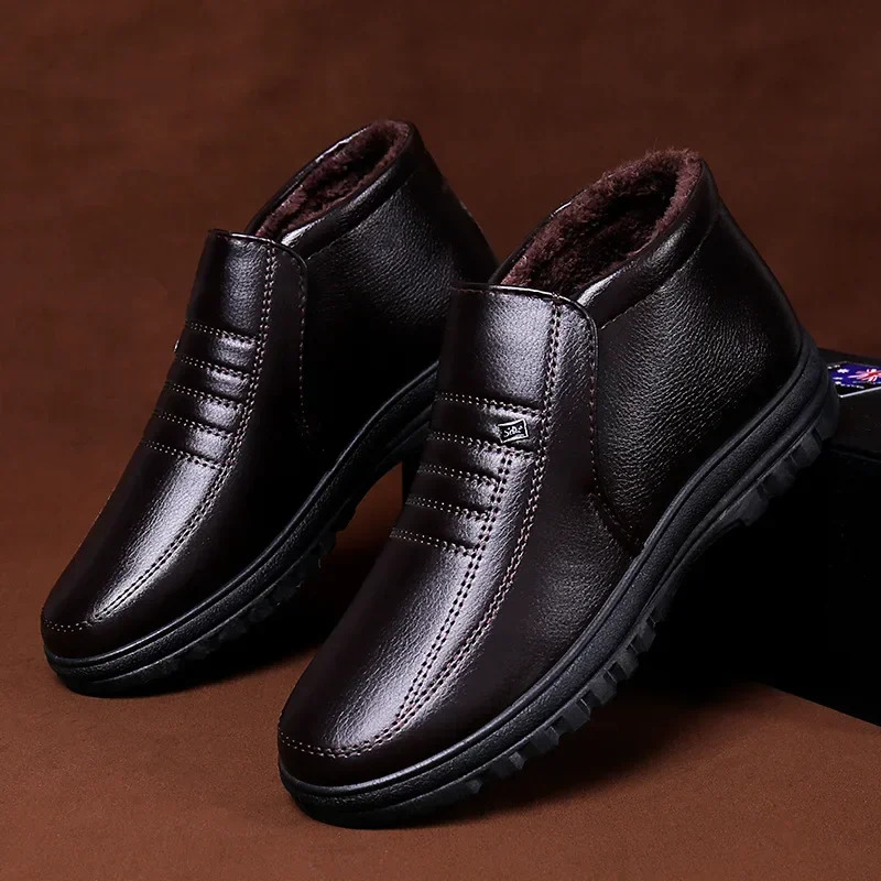 2024 New Designer Shoes Free Shipping Waterproof Men's Casual Leather Flannel High Top Outdoor Men's Work Shoes Winter Warm Shoes