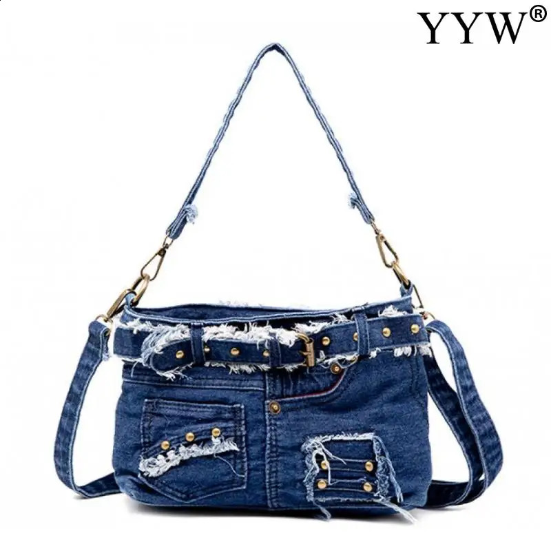 Leisure fashion denim womens handbag shoulder bag messenger 240919