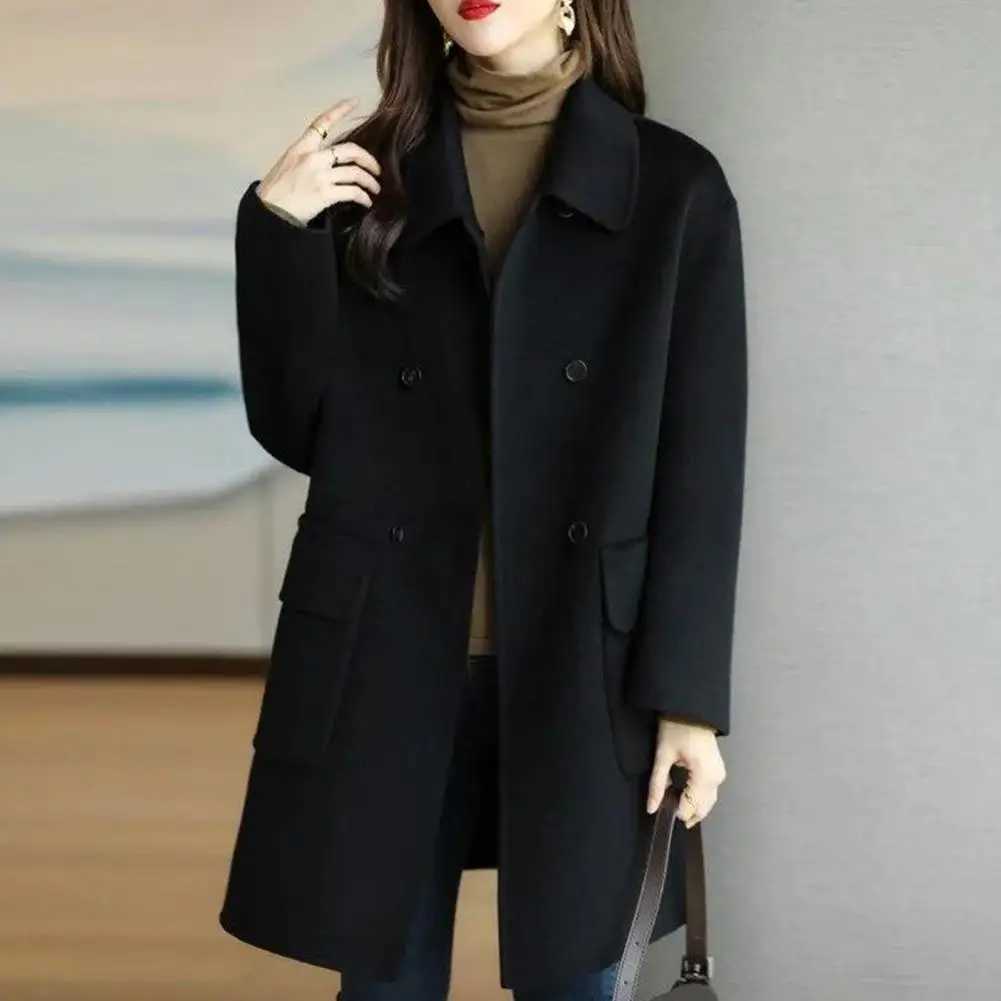 Wool coat elegant and non fading womens coat double chest coat womens winter clothing W240921