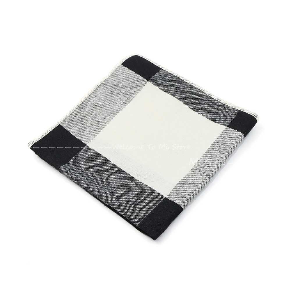 Fashion Classic Cotton Plaid Black Hankerchiefs Wedding Suit Hankies Casual Mens Pocket Square Handkerchiefs For Wedding GiftsX240921