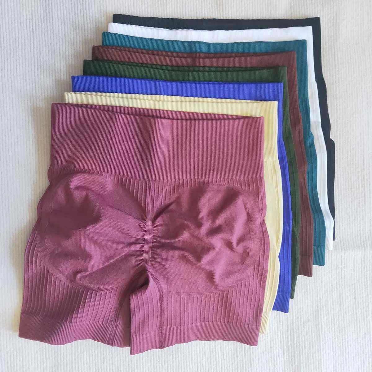 Yoga Outfit Seamless High Waist Abdominal Control Push Up Female Peach Butt Scrunch Bicycle Exercise Fitness Gym Shorts Black and White H240921