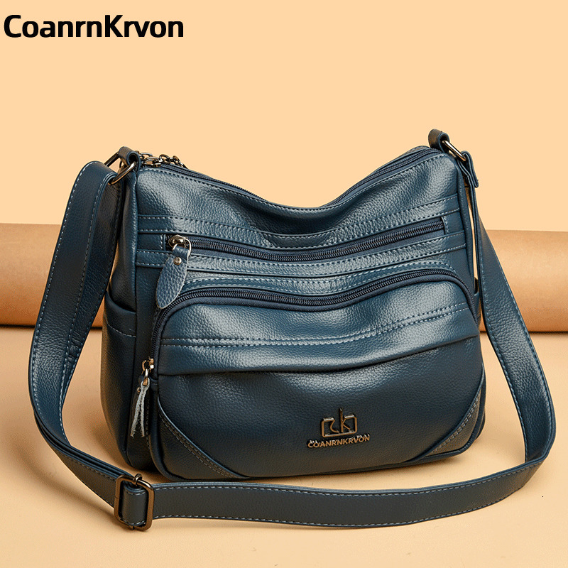 Hot 2024 New Fashions Multi Pockets Shoulder Wear-Resistant Bags Soft Crossbody Women's Black Satchel Bag
