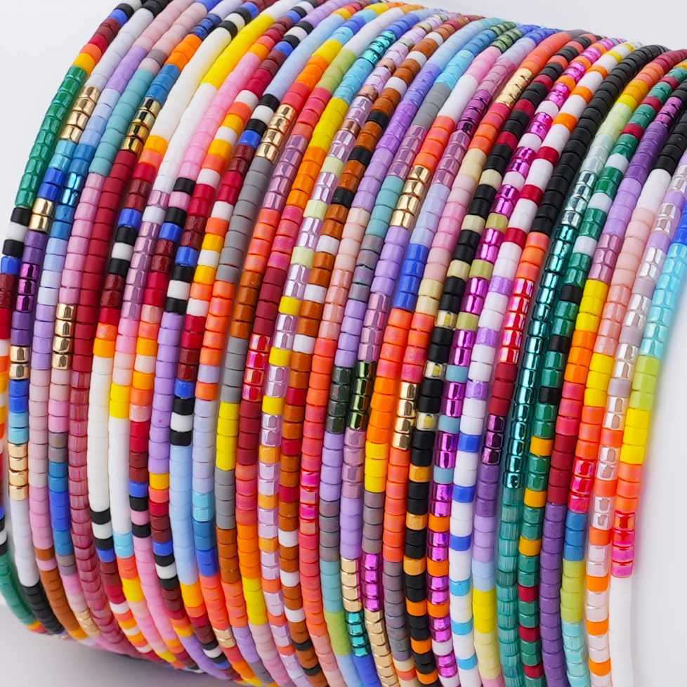 2023 Bohemian National Wind Beaded Bracelet Rainbow Handmade Seed Beads Hand Rope Female Women 1 PairX240921