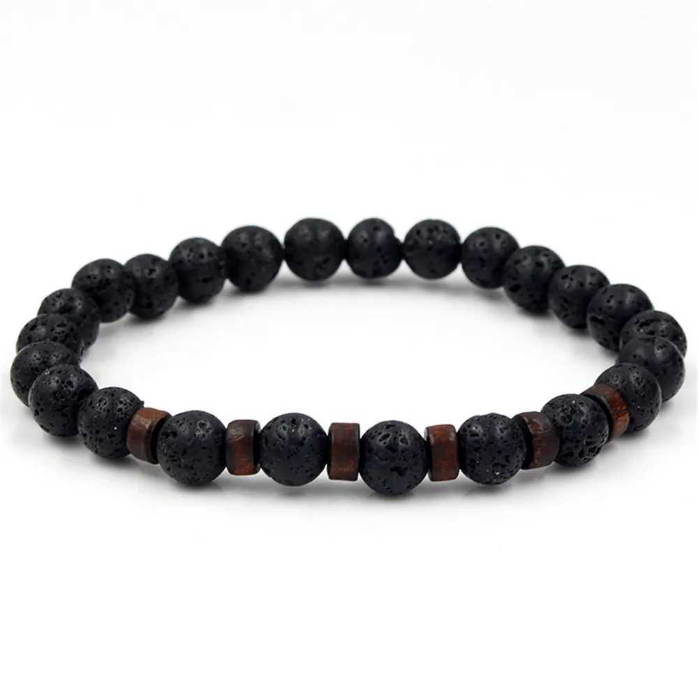 Volcanic Stone Bracelet for Men Lava Wooden Beads Bracelet Tibetan Buddha Wrist Chain Women Men Jewelry Gift New BraceletsX240921