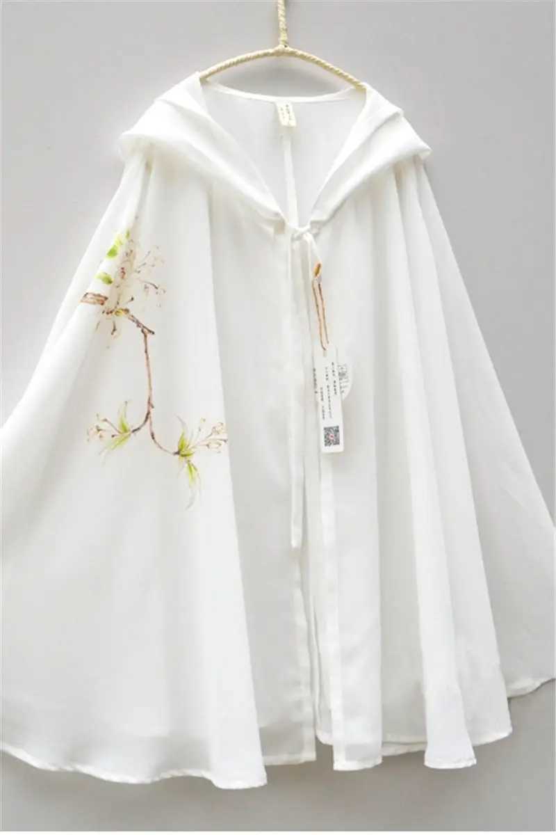2021 Womens Summer Short sleeved Antique Coat Chinese Chiffon Sunscreen Clothing Retro Outdoor Shawl Hanfu Womens Open Top zh764 W240921