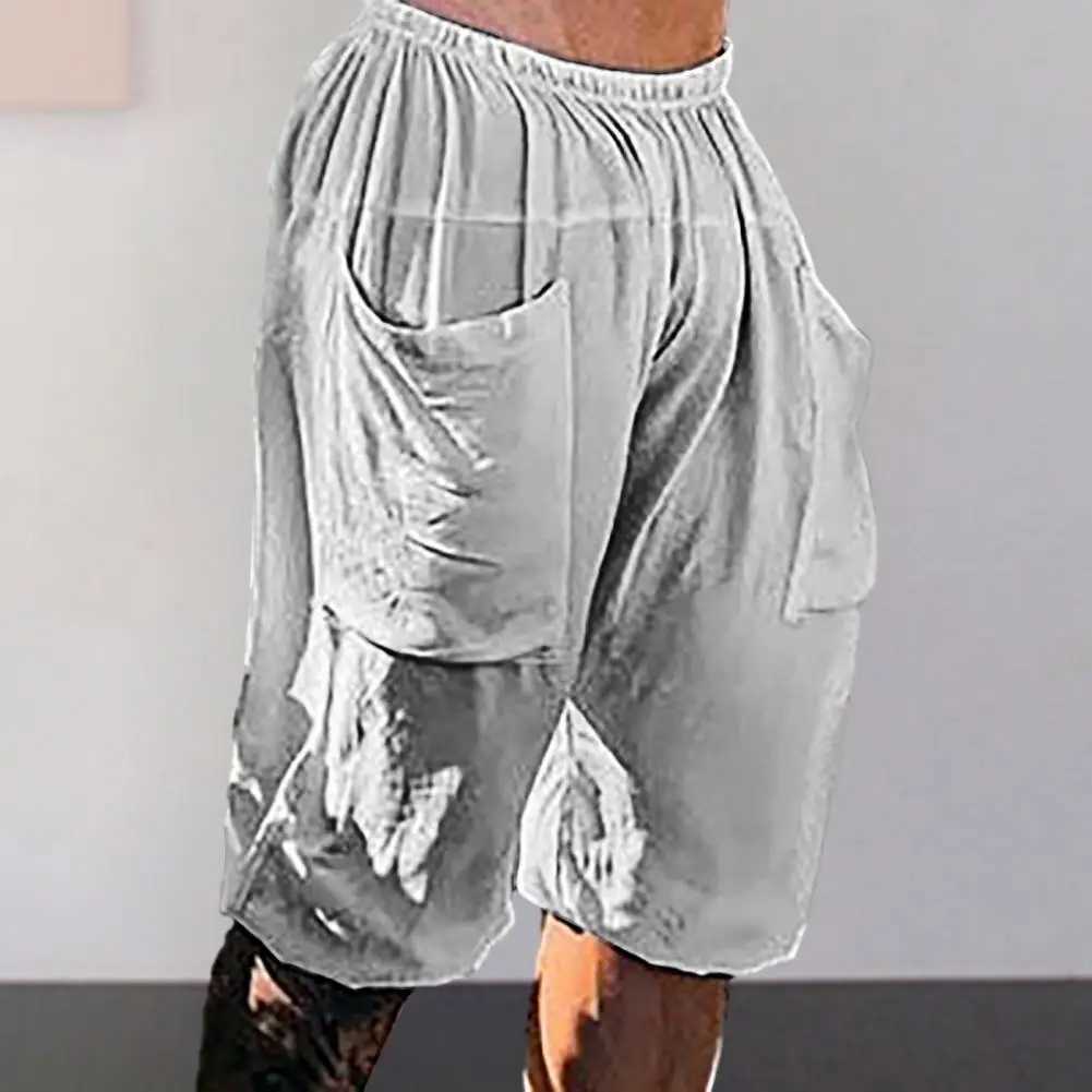 Fashion Summer Mens Linen Shorts Men Cotton Beach Short New Wild Leisure Loose Solid Cargo Shorts for Men SweatshortsX240921