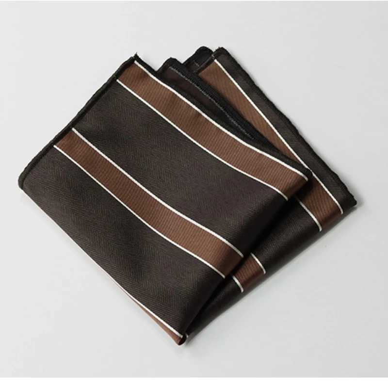 Brown Color Pocket Square For Men Adult Striped Paisley Floral Handkerchief Formal Dress Suit Accessory Navy Solid Hanky CravatX240921