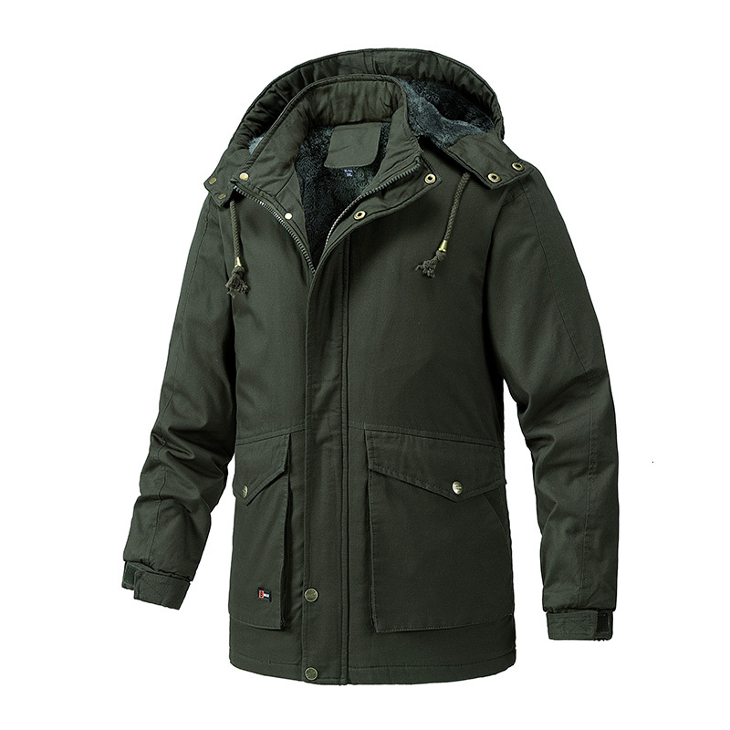Warm Long Parkas Winter Fleece Thick Windproof Solid Military Jacket Coat Men Hooded Casual Parka High Quality Jackets Male