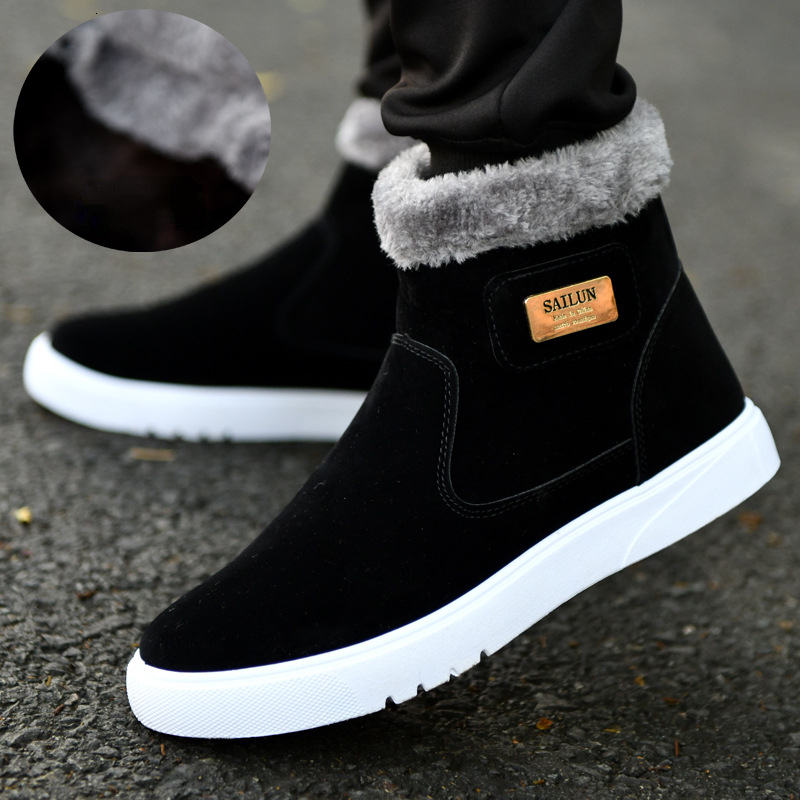 Thick Warm Men Casual Leather free shipping shoes Men's Winter Snow High-top Male Ankle designer boots with Fur Outdoor Cotton Shoe for Man