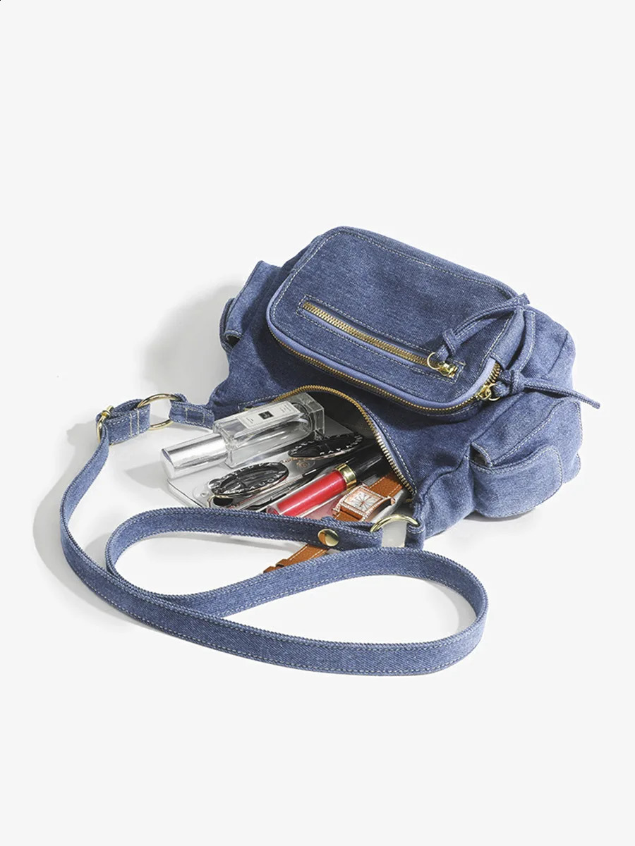 Fashion Denim Womens Y2K Shoulder Bag Jeans Tassel Messenger Stray Pocket Crossbody Wallet 240919