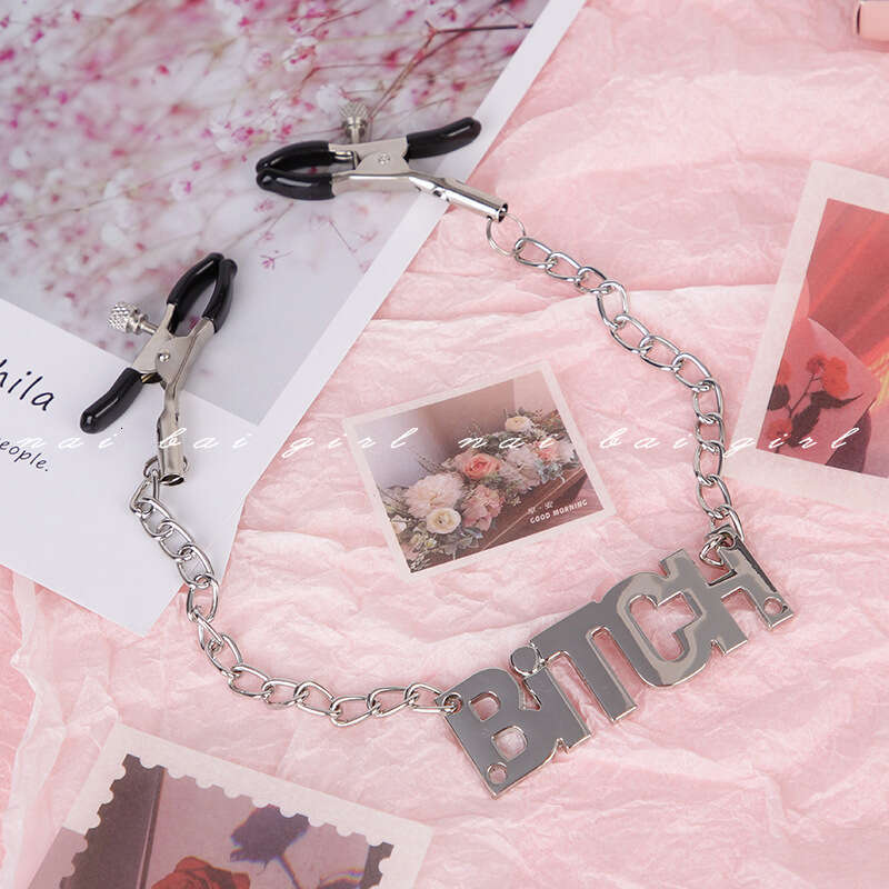 Sex toys SM props female masturbation chain breast clip vaginal clip letter style sex clitoral clip adult sex toy