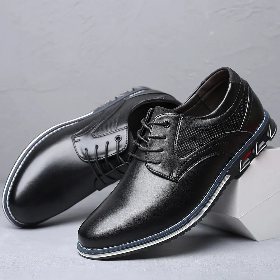 Retro Men Shoes Business Leather Shoes Fashion Casual Shoes for Men Black Brown Breathable Loafers Comfort Menshoe 240909