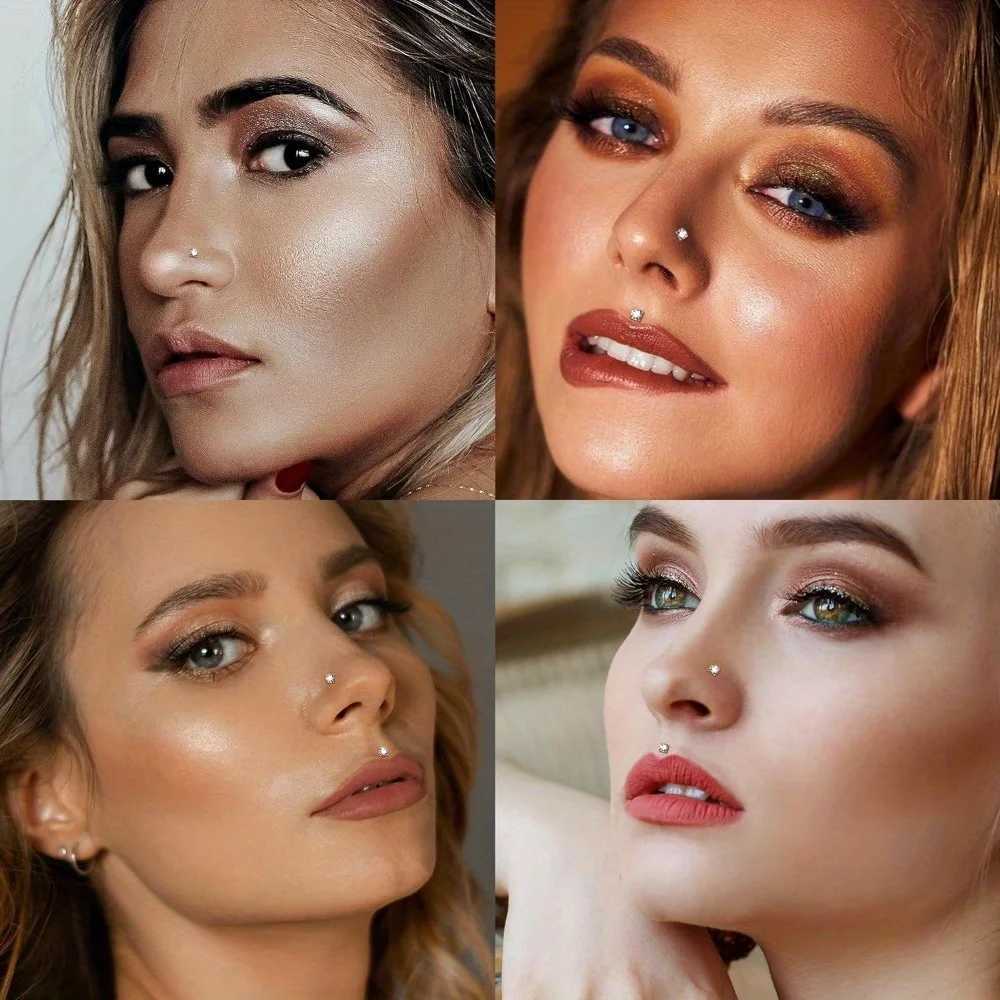 DOLOTTA 1Pc 20G Nose Ring Studs Made with Austrian Crystal for Women Stainless Steel Nose Piercings Body Jewelry Hypoallergenic Y240921