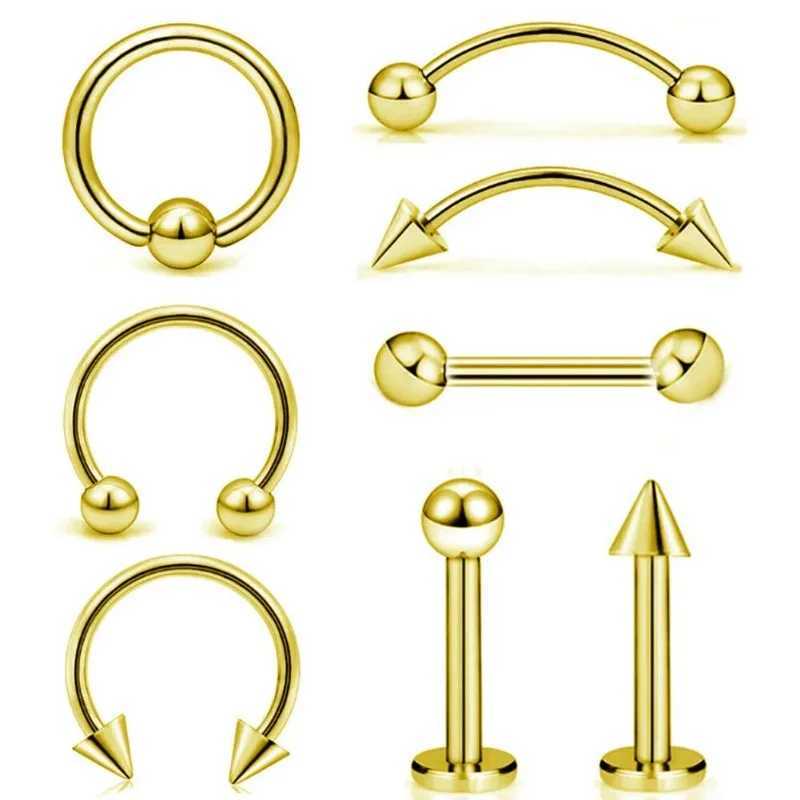 8Pcs Stainless Steel Eyebrow Rings Lip Ring Nose Hoop Tongue Ring Septum Nose Piercing Jewelry Cartilage Tragus Earrings Y240921