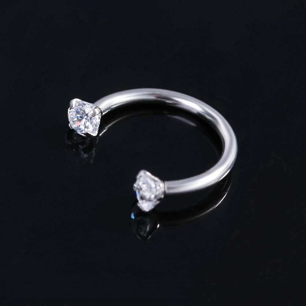 WKOUD 16G Clear Black 3mm CZ Nose Septum Horseshoe Earring Eyebrow Lip Helix Tragus Cartilage Piercing Ring 6mm 8mm 10mm 12mm Y240921