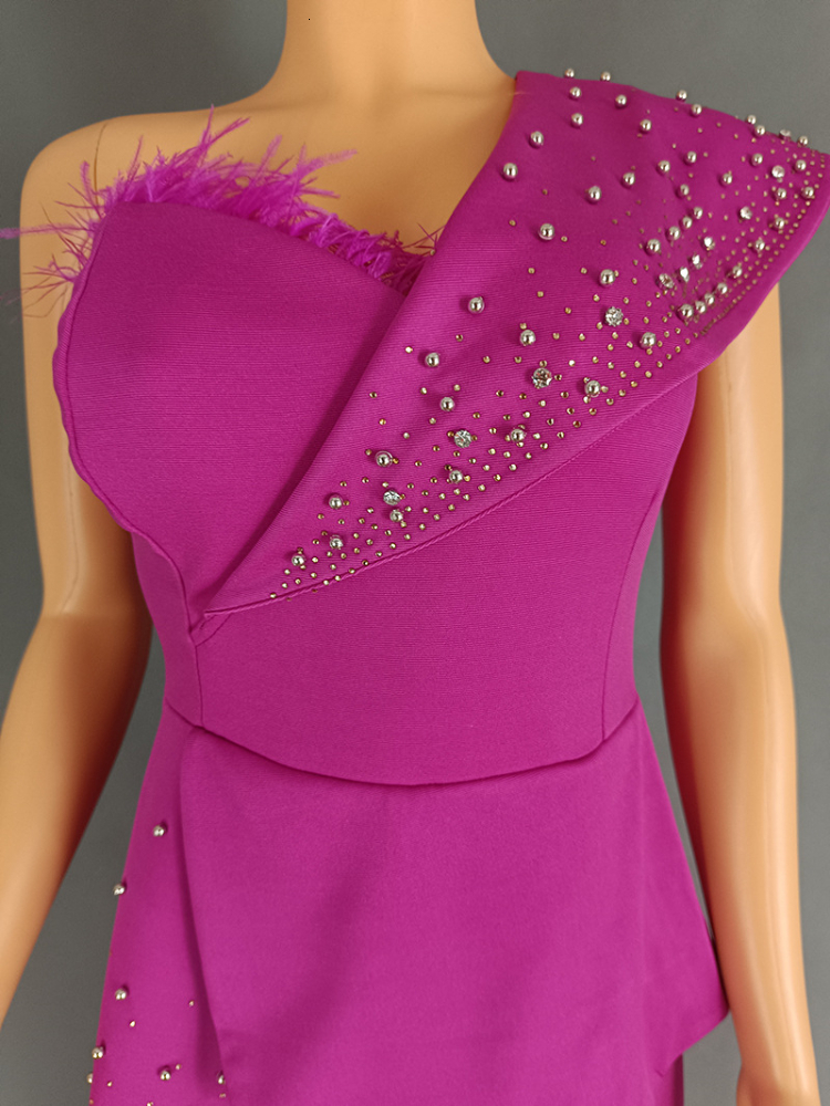 Elegant Jumpsuits For Women Shoulder Sleeveless Beading Dias Wide Leg Pants One Piece Outfit Ocn Party Clothing