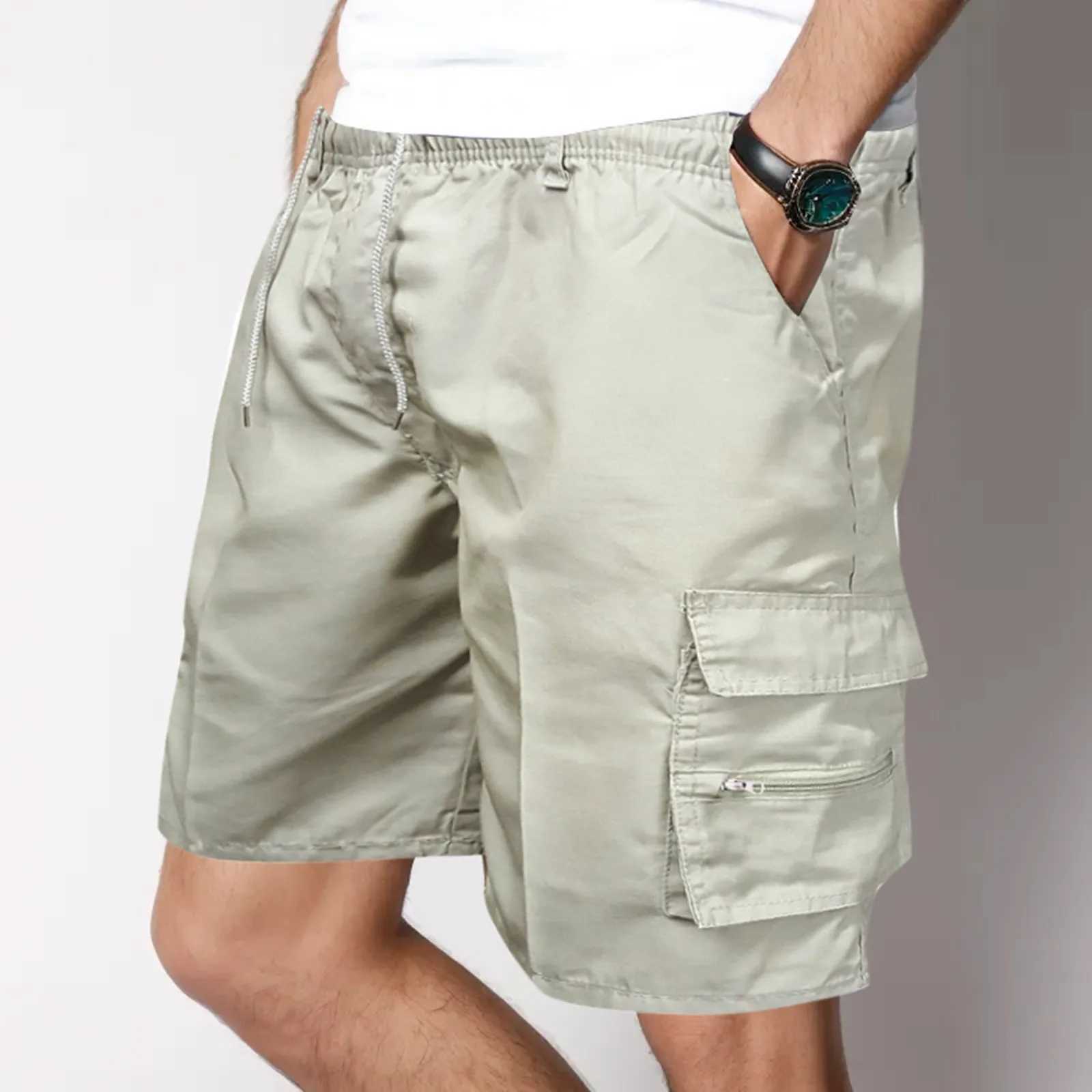 Mens camouflage Shorts Summer Casual Jogging Cargo Shorts Loose Multi-pockets Elastic Sport Hiking Overalls Short PantsX240921