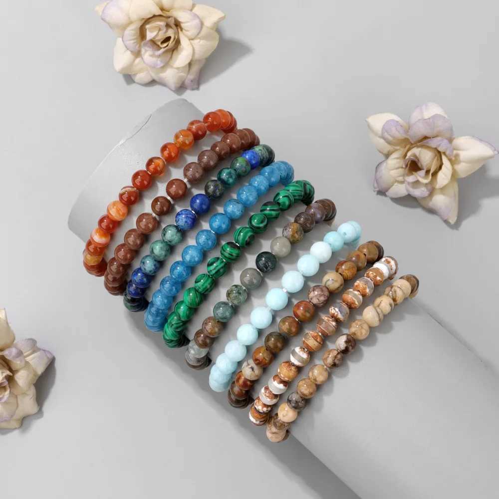 6MM Natural Stone Beads Bracelet Multicolor Agates Turquoises Quartz Crystal Bracelets for Women Men Yoga Meditation JewelryX240921