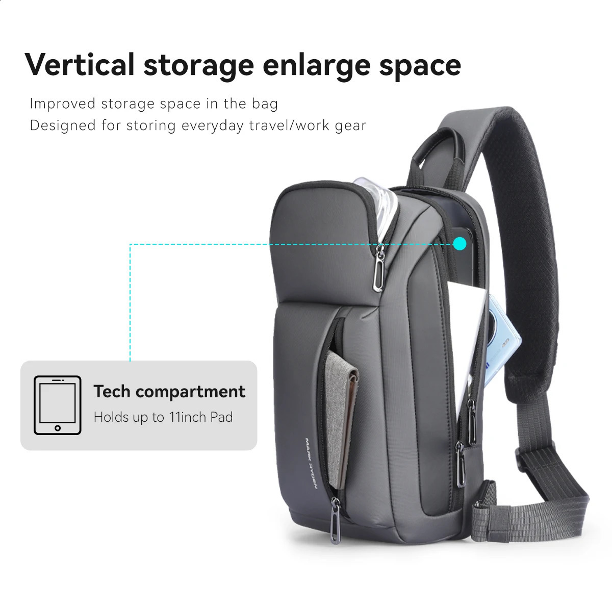 MarkRyden Colonne Fashionable chest bag outdoor casual waterproof shoulder cross body large space mens sling 240919