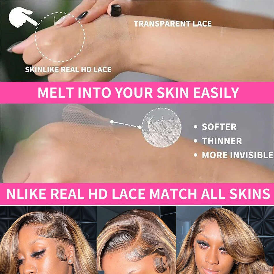 Highlight Human Hair 13x4 Honey Blonde Body Wave Front Wig Brazilian 13x6 Full Hd Lace Frontal Bleached Wigs For Women
