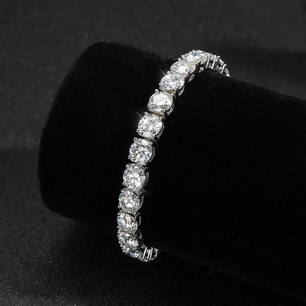 KNOBSPIN 65mm Dcolor silica tennis bracelet 4 Prong Setting Classic Trendy Women Fine Jewelry s925 silver 240912