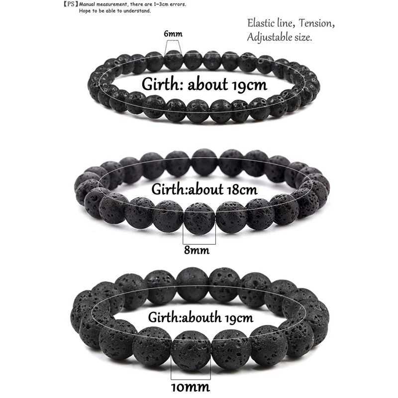 Charm Bracelet Natural Stone Beads 6/8/10mm Volcanic Lava Tiger Eye Beads Elastic Bracelets For Men Women Jewelry pulsera hombreX240921
