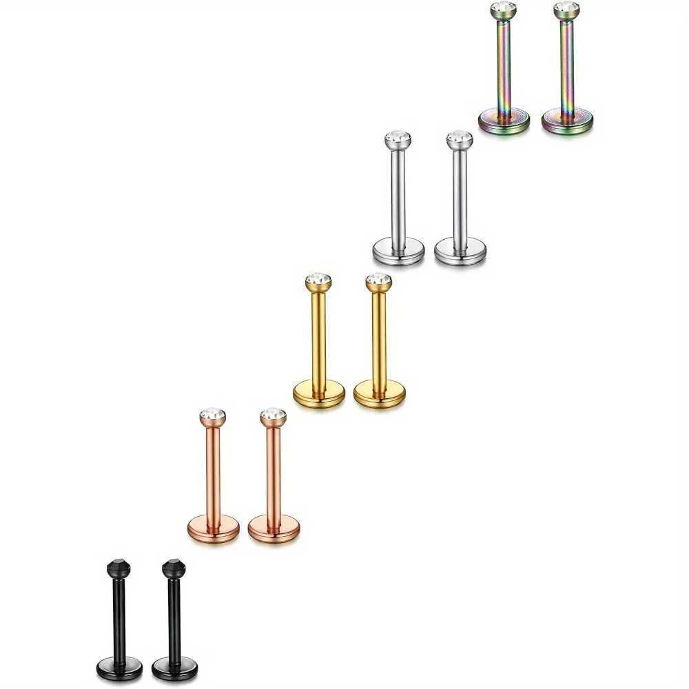 BESTEEL 1Pc 18 Gauge Stainless Steel Nose Studs Ear Studs Piercing Body Piercing Cubic Zirconia Inlaid industrial piercing Y240921