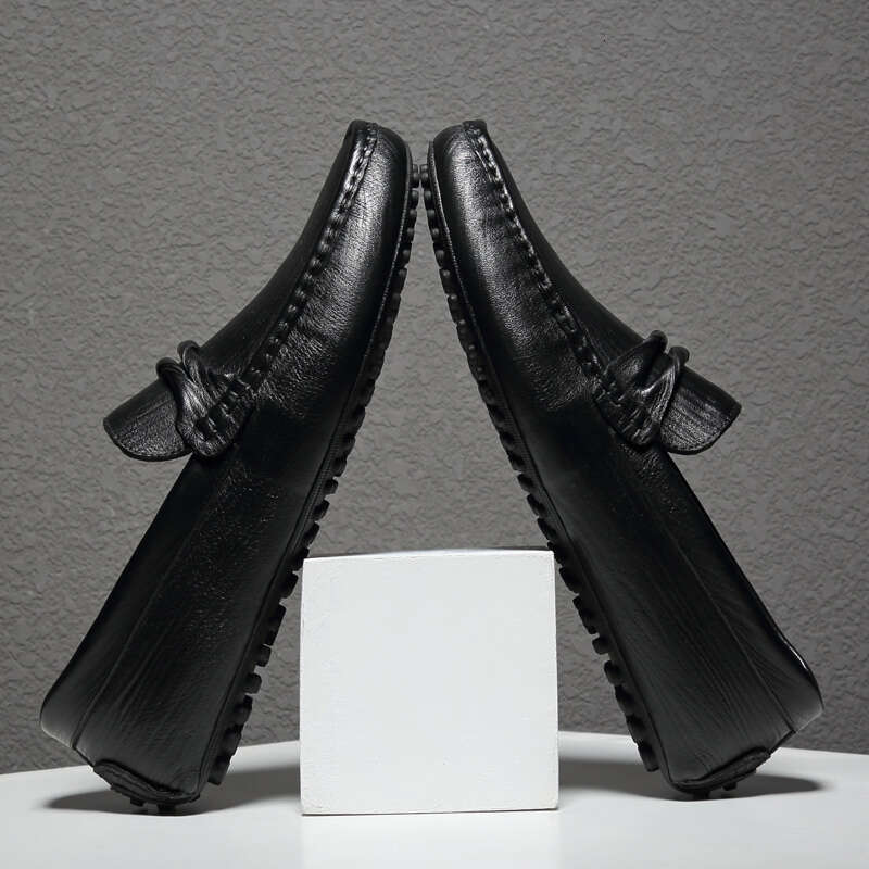 Top Quality Genuine Leather Loafers Men Brand Rubber Casual Mens Slip on Breathable Summer Flats Driving Shoes Man