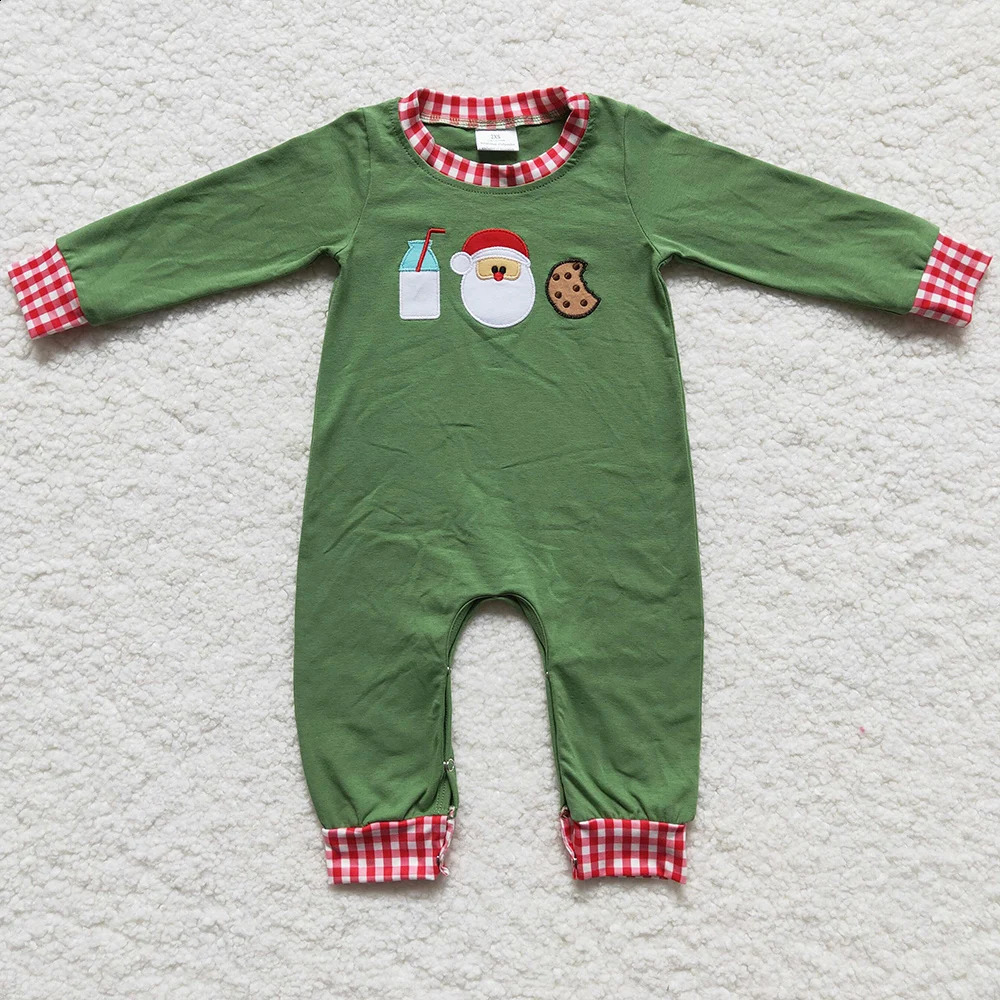 Fashion Baby Girls Clothes Christmas Milk Cookie Santa Claus Embroidery Kids Sibling Clothes Boys Sets Match Baby Rompers 240911