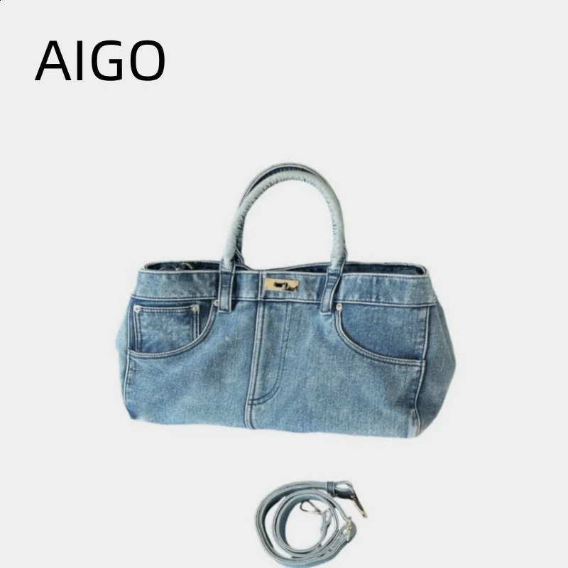 AIGO niche n womens retro personalized denim single shoulder handbag large capacity 240919