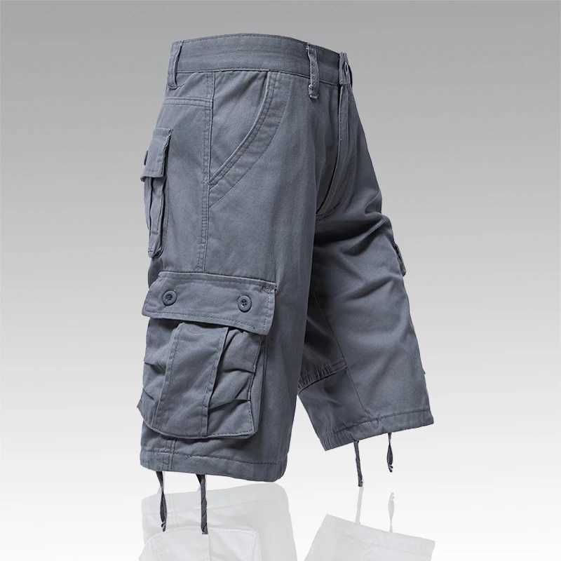 Mens Cotton Cargo Shorts Multi Pocket Tactical Half Pants Sports Casual Hiking Short Pants Fashion Y2K Male ClothesX240921