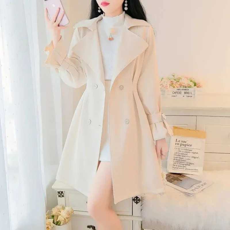 Medium long Women Jackets Korean Spring Autumn New 2024 Fashion Slim Long Sleeve Ladies Windbreaker Outerwear Female Coats TopX240921