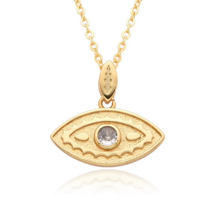 New Fashion Geometric Eye Pendant Necklace Gold-plated Copper Rhinestone Colorful Drop Oil Necklace Women Jewelry Accessories