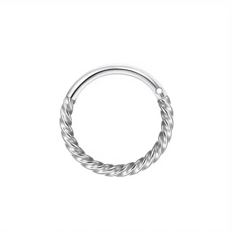 1/6pcs Stainless Steel Septum Nose Rings Hoops CZ Hinged Clicker Nose Ring Lip Piercing Cartilage Hoop Earrings Jewelry Set Y240921