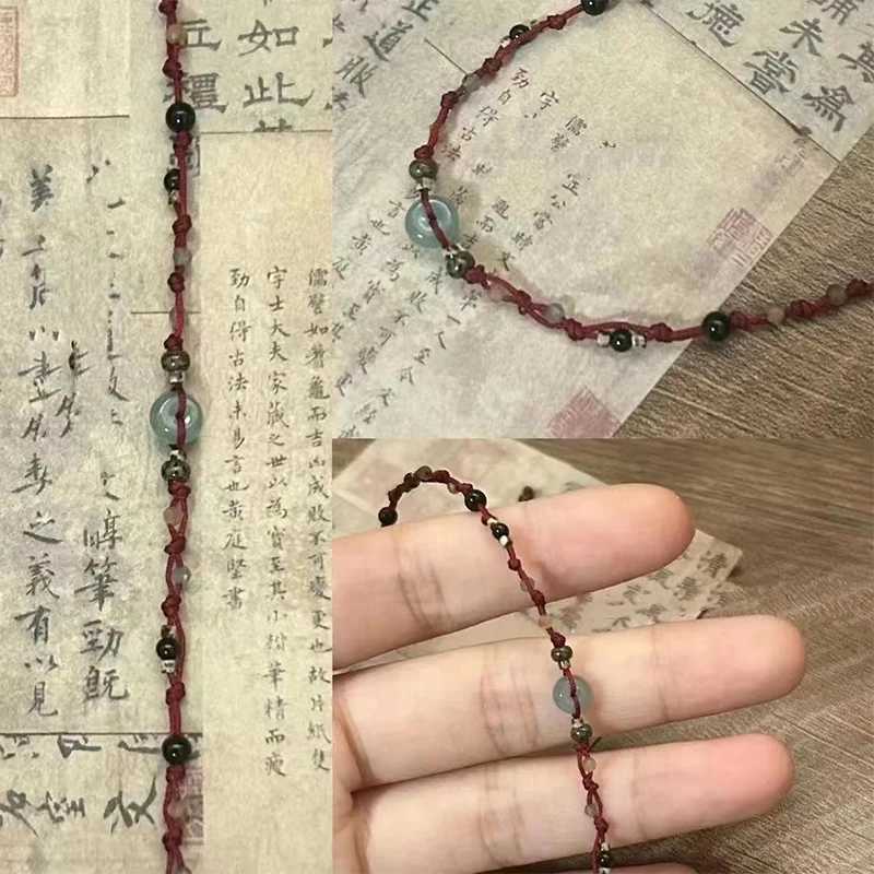 Retro Chinese Style Adjustable Handmade Braid String Bracelet Beaded Charm Bracelet Bangle Fashion Couple Bracelet JewelryX240921