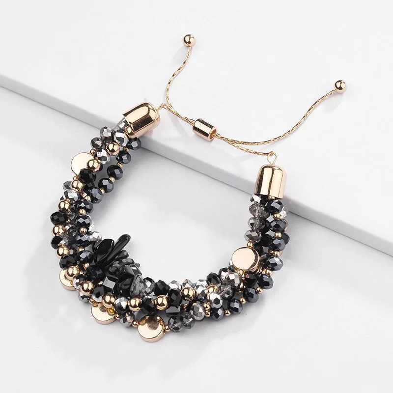 Fashion Jewelry Multi Layered Crystal Natural Stone Beaded Bracelet Braided Stacked Bracelets for WomenX240921