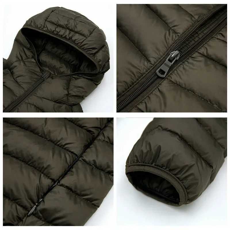 Mens jacket 2024 new 90% white duck style ultra light down jacket mens lightweight hot coat hooded feather jacket W240920