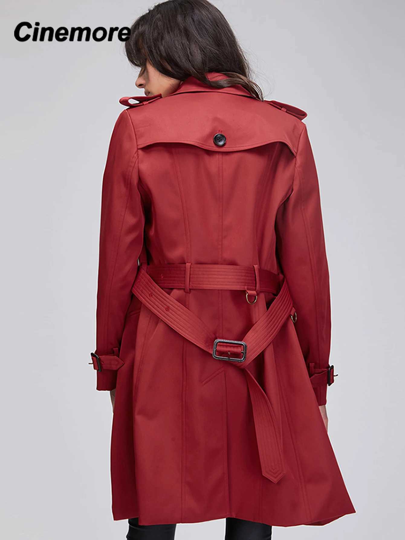 Cinemore 2022 Autumn New High Fashion Woman Classic Double Breasted Trench Coat Waterproof Raincoat Business Outerwear 860101X240921