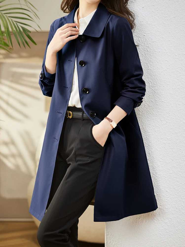 Trench Coat for Women 2023 New in Fashion Korean Style Clothes Oversized Vintage Solid Casual Female Coat Elegant Womens JacketsX240921